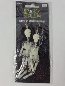 Pendientes colgantes vintage brillantes en la oscuridad esqueletos articulados 5" nuevos en paquete - Imagen 1 de 4
