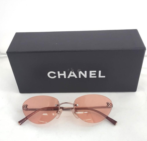 CHANEL Rare Vintage Y2K Green 4014 CC Logo Rimless Shield