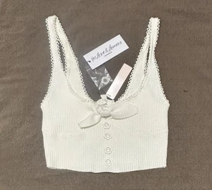For Love & Lemons Crop Rib Knit Sweater Tank Top Women Small NWT - Picture 1 of 7