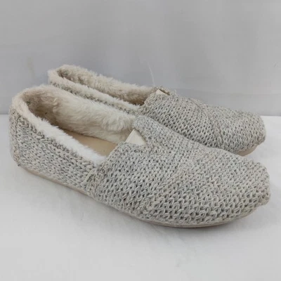 TOMS Alpargata Acogedores Zapatos Sin Cordones Tejidos Forrados de Vellón Gris Talla 9 Foto 1 de 4