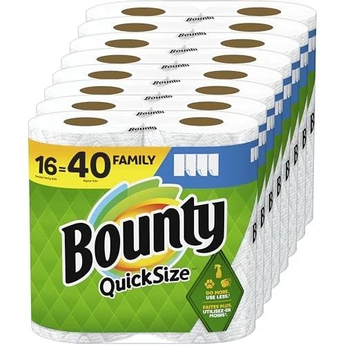 Toallas de papel Whew Bounty, blancas, rollos familiares (143 hojas por rollo), 16 rollos (W Foto 1 de 1