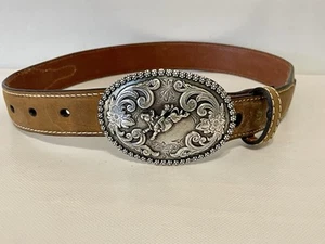 Nocona Kids Western Leather Belt Bullrider Buckle Cowboy N4421844 22" Rodeo - Picture 1 of 6