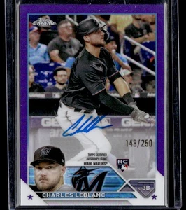 CHARLES LEBLANC 2023 TOPPS CHROME UPDATE AUTOGRAPHS TRUE PURPLE REFRACTOR RC - Picture 1 of 2