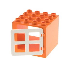 1x Lego Duplo Window 4x4x3 Orange Cube Door 1x4x3 White 10616 90265 18857