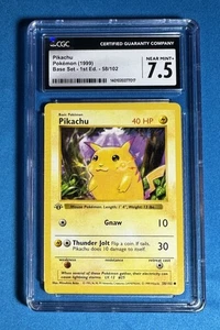 ⚡️1st Edition PIKACHU Yellow Cheeks 1999 Pokemon Base Set Card CGC 7.5 Like PSA - Picture 1 of 6