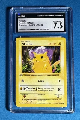⚡️1st Edition PIKACHU Yellow Cheeks 1999 Pokemon Base Set Card CGC 7.5 Like PSA - Image 1 of 4