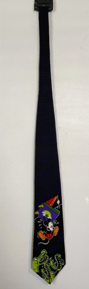 DISNEY 90-х винтажный Balancine галстук работает Микки Маус 100% шелк корейский сделано - Изображение 1 из 4