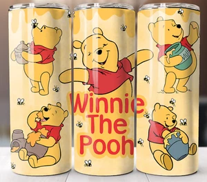 Winnie the Pooh Bear Tumbler 20oz Stainless Steel Insulated Travel Mug Cup Straw - Picture 1 of 4
