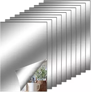 10 Pezzi Adesivi Da Parete a Specchio, Specchio Flessibile Adesivo, Fogli in Mat - Foto 1 di 16