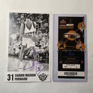 Boleto de debut de Shawn Marion en la NBA + foto firmada 5 X 8 02/11/1999 Suns v. Nuggets casi nuevo - Imagen 1 de 3
