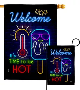 Neon Summer Time Garden Flag Fun In The Sun Decorative Gift Yard House Banner - Picture 1 of 17