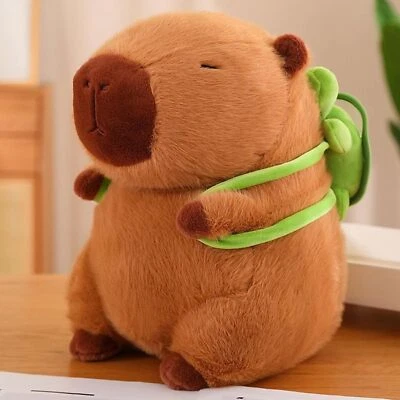 MARKENLOS Capybara Plüschtier mit Schildkröte Nrucksack Simulation Capibara Plushie 25cm