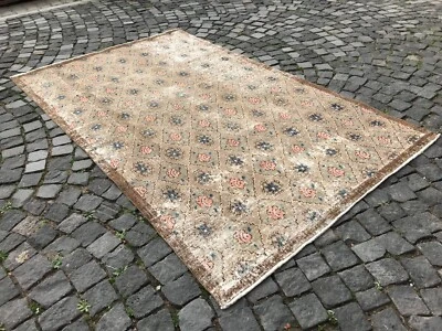 Alfombra antigua turca alfombra bohemia alfombra Oushak alfombra vintage alfombra de lana hecha a mano Foto 1 de 4