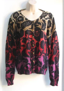 Suéter Cárdigan Rafaella Manga Larga Algodón Ligero, Multicolor Floral, XL - Imagen 1 de 3