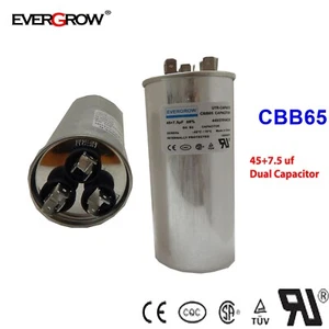 45/7,5 MFD uF 370/440 VAC CBB65B Dual Run Rundkondensator, UL-gelisteter Motorru.. - Bild 1 von 3