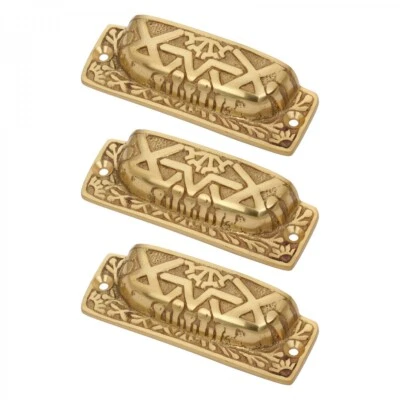 Paquete de 3 tiradores de gabinete de suministro para renovadores de 3 3/4" tiradores de cubo de cajón de latón antiguo Foto 1 de 4