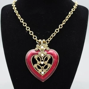 1990s Avon Romantic Heart Pendant Necklace - Picture 1 of 8