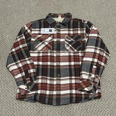 CQR Flannel Jacket Men’s Small Red Plaid Shacket Fur Lined Soft Heavy Warm NWT - Image 1 of 4