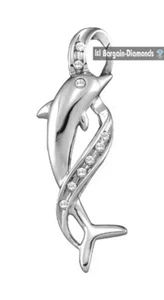 Springender Delphin Anhänger 0,06ct natürliche Diamanten 925 Sterling Ozeanliebe 1,2x,4mm - Bild 1 von 11