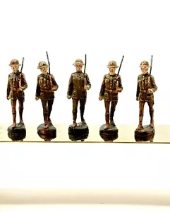 Vintage WWI Set Of 5 ELASTOLIN Composition Marching Toy Soldier - Germany - Picture 1 of 4