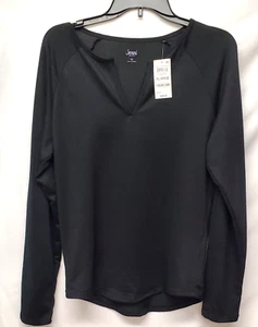 Jenni Damen Pyjama-Oberteil mit geteiltem Ausschnitt - tiefschwarz Größe XLarge - Bild 1 von 5