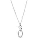 New 100% Genuine Authentic Pandora Knotted Heart Pendant Necklace #398078CZ-60cm