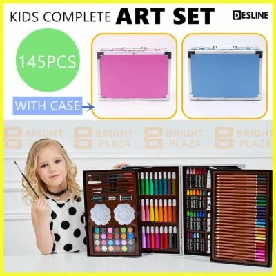 145PCS Kids Art Set Box Case Painting Drawing Colour Pencils Pastels Artist Kit - image 1 of 4