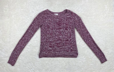 Suéter SO Heritage para mujer talla XS manga larga tejido con cable granate y blanco  Foto 1 de 4