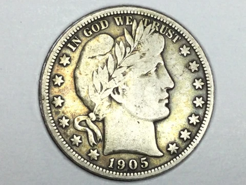 1905-S Barber Half Dollar in fine plus Cover