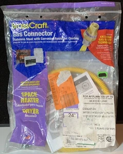 BrassCraft 3/8" Female Flare Excess Flow Valve x 1/2" MIP x 24" Gas Connector - Picture 1 of 2