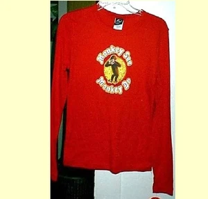 new CURIOUS GEORGE monkey see do t shirt jr cut LONG slv M in navy L in red - Picture 1 of 2