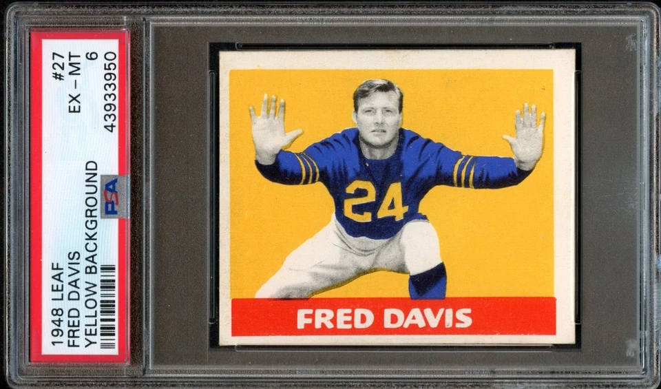 FB - 1948 Leaf -  #27 - Fred Davis Yellow Background - PSA 6 - EX-MT - Image 1 of 2