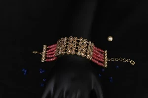 Indian jewellery pearl bracelet wedding bridal kundan Indian jewelry bangles uk - Picture 1 of 2