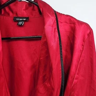 Jones New York Black Rimmed Red Robe Belted Nightwear Intimate Sleepwear L - Image 1 of 4
