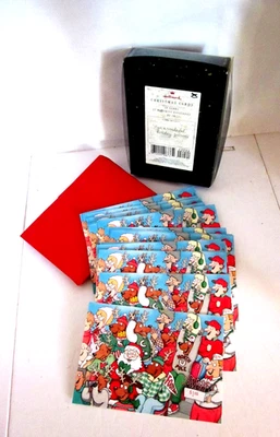Hallmark Humorous Christmas Cards Santa & Reindeer at Football Game 18 w/ Env. - Image 1 of 4