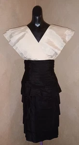 Vintage 80er Lillie Rubin Cocktailkleid schwarz weiß Mob Frau Schulterpolster - Bild 1 von 12