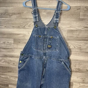 Mens Oshkosh B’gosh Vintage Denim Carpenter Bib Overalls Size 44 X 29 USA Thrash - Picture 1 of 12
