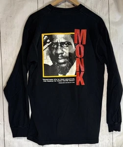 Vintage Down Beat 1958 Jazz Thelonious Monk 90s Graphic Black Large T-Shirt L/S - Bild 1 von 10