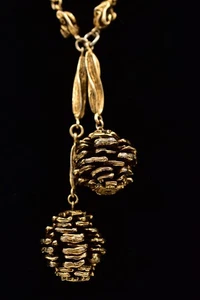 Collar de piña de otoño vintage grueso cadena de oro envejecido pesado otoño años 60 BinBE - Imagen 1 de 12