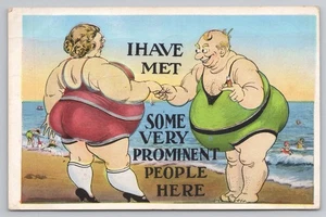 Bathers at Beach I Have Met Some Very Prominent People Here Humor c1938 Postcard - Picture 1 of 2