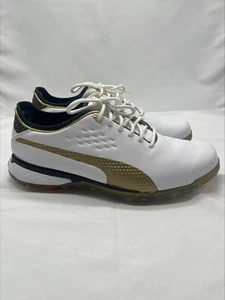 PUMA Limited Edition PTC PROADAPT Delta Gold Mens Golf Shoes Size 9.5 White Gold - Picture 1 of 11