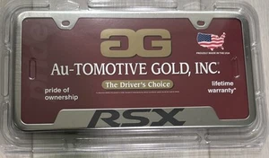 ACURA RSX License Plate Frame Stainless Steel Silver Automotive Gold - Foto 1 di 2