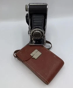 VINTAGE 1950 PHO-TAK FOLDEX 20 Film Camera With Case 86mm Lens Not Tested w Case - Picture 1 of 4