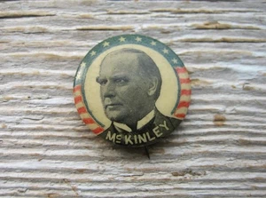 Old Antique 1896 William McKinley Campaign Pin Button Sweet Caporal Cigarette - Picture 1 of 5