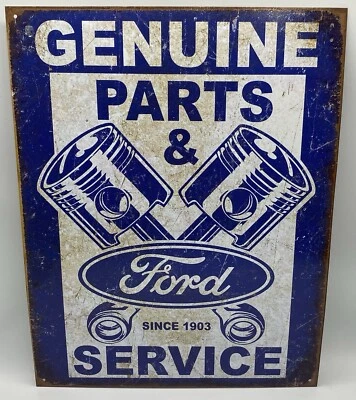 Genuine Ford Tin Metal Sign 1903 Auto Service Parts Pistons Garage Motors - Image 1 of 3