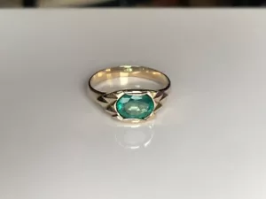 Anello Vedico Argento Sterling 925 Solido Anello Verde Smeraldo Anello Artigianale Regalo - Foto 1 di 11