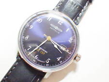Unisex Wristwatch Zeppelin 7046-3N Hindenburg Blue Dial Leather Made in Germany
