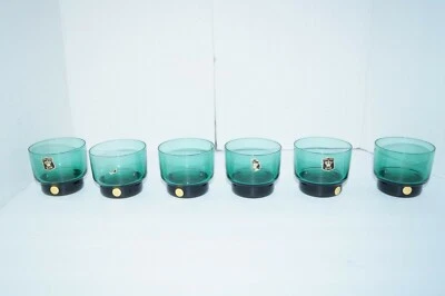 LOTE DE 6 VASOS VERDES LICOR E&R GOLDEN CROWN HECHOS EN BELGIA USADOS EN EXCELENTE ESTADO Foto 1 de 4