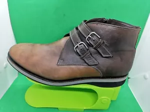 Bacco Bucci Gerard Ankle Zip Strap Double Buckles Men's Boots Size 10.5M Brown - Picture 1 of 19