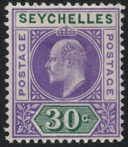 Seychelles SG 52 30c Violet And Dull Green Mounted Mint Cat £11.00